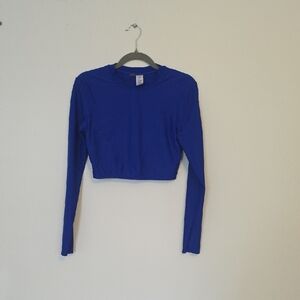 Decree Royal Blue Long Sleeve Crop Top